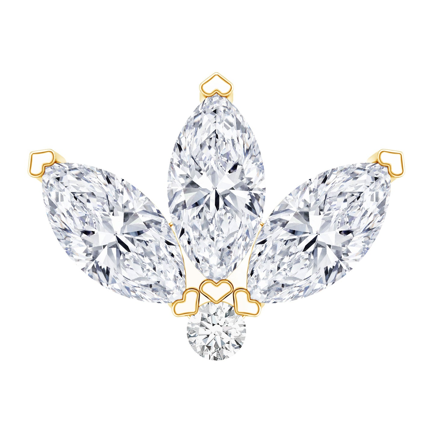 Marquise Moissanite Lotus Flower Helix Earring