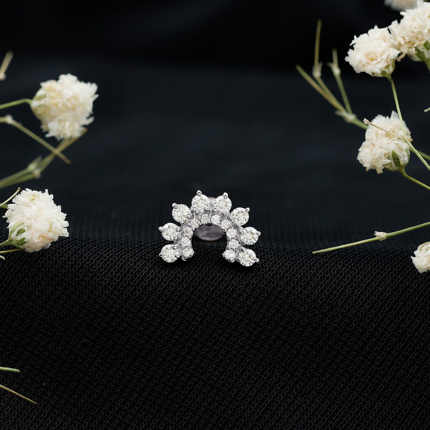 Certified Moissanite Cluster Curved Conch Earring