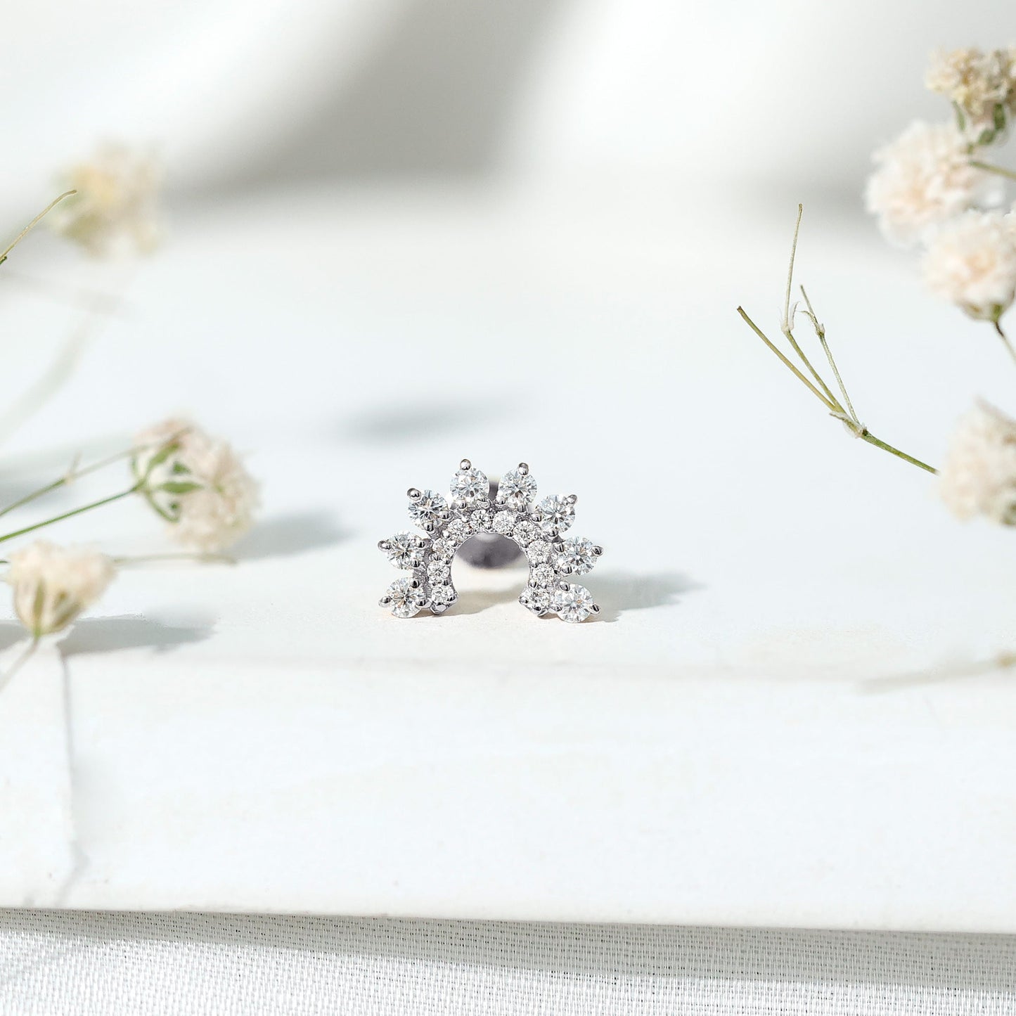 Certified Moissanite Cluster Curved Conch Earring