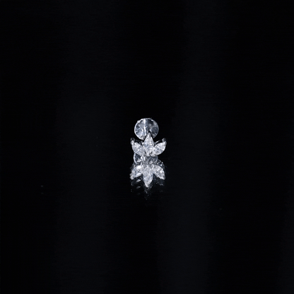 Marquise Cut Diamond Lotus Flower Earring for Helix Piercing