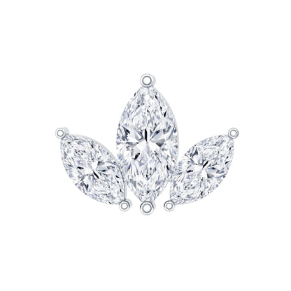 Marquise Cut Diamond Lotus Flower Earring for Helix Piercing