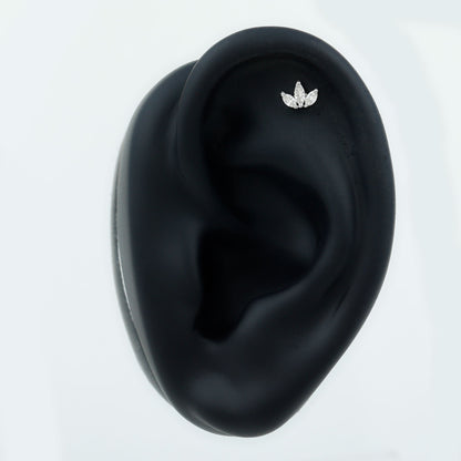 Marquise Cut Diamond Lotus Flower Earring for Helix Piercing
