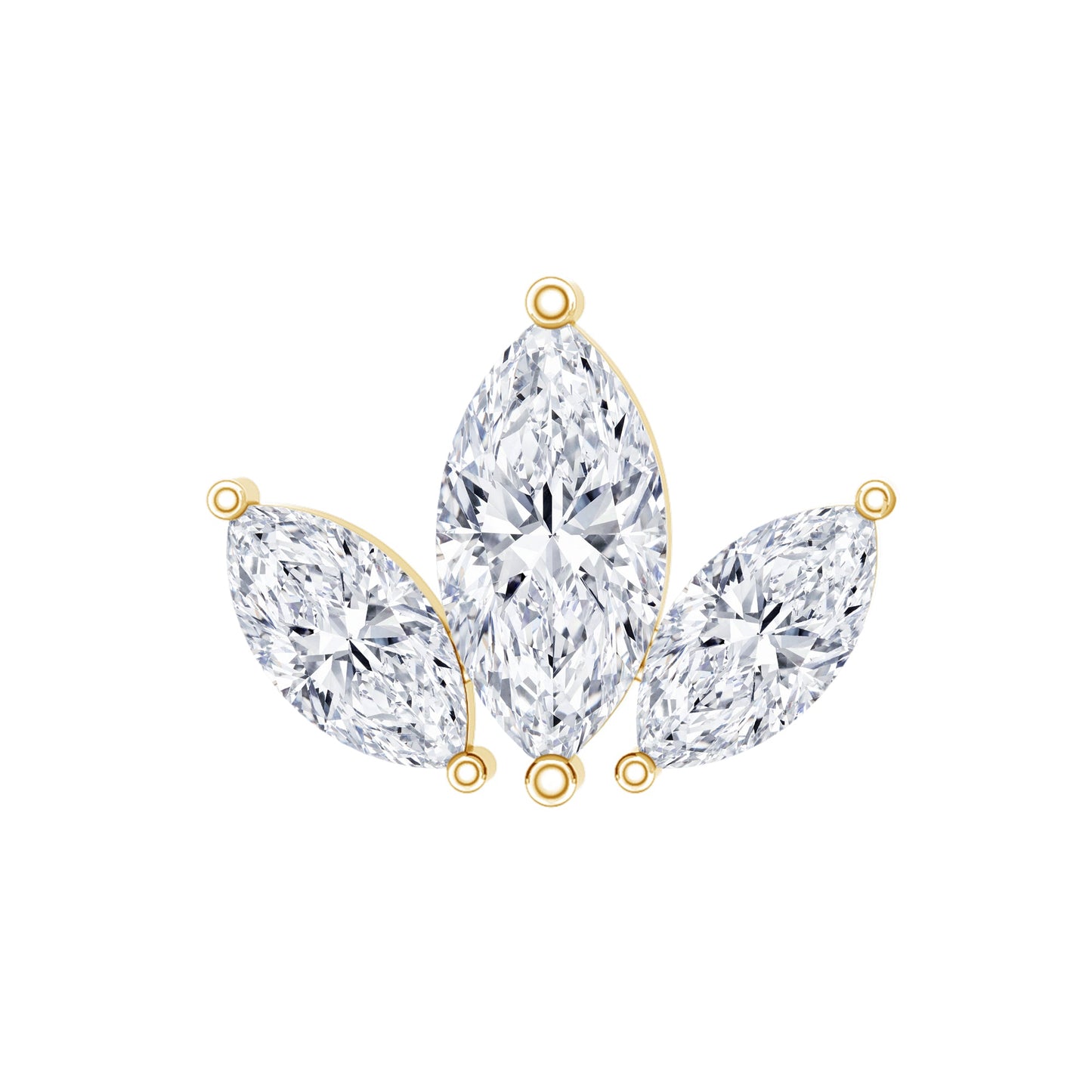 Marquise Cut Diamond Lotus Flower Earring for Helix Piercing