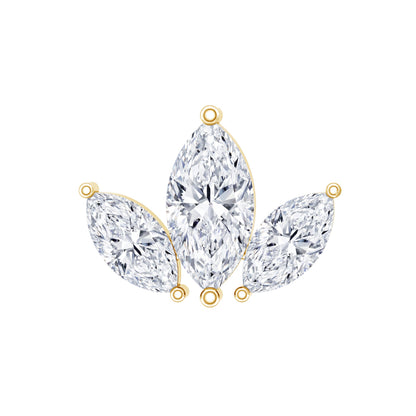 Marquise Cut Diamond Lotus Flower Earring for Helix Piercing