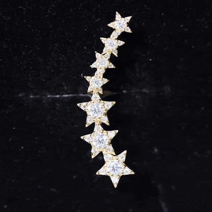 Graduated Diamond Star Crawler Earring for Helix Piercing