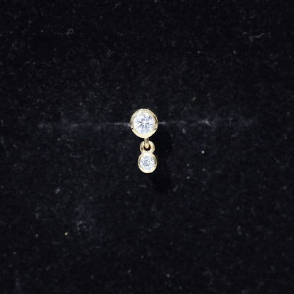 Certified Round Diamond Helix Drop Earring in Bezel Set
