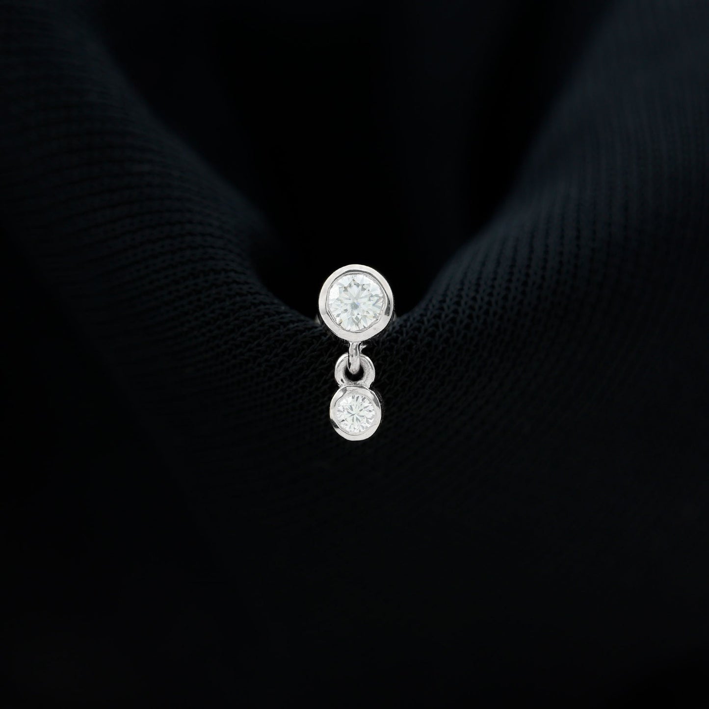 Certified Round Diamond Helix Drop Earring in Bezel Set