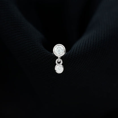 Certified Round Diamond Helix Drop Earring in Bezel Set