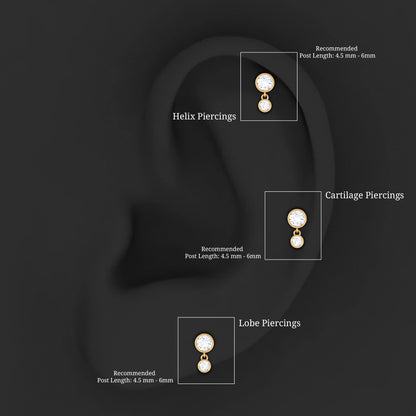 Certified Round Diamond Helix Drop Earring in Bezel Set