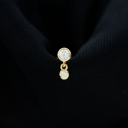 Certified Round Diamond Helix Drop Earring in Bezel Set