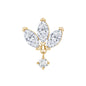 Real Diamond Lotus Flower Drop Earring for Cartilage Piercing