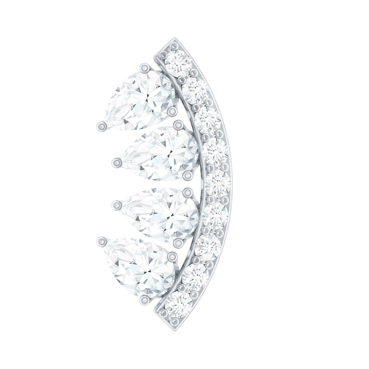 Pear and Round Moissanite Curved Cartilage Earring