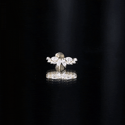 Certified Moissanite Cluster Crawler Earring for Helix Piercing