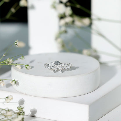 Certified Moissanite Cluster Crawler Earring for Helix Piercing