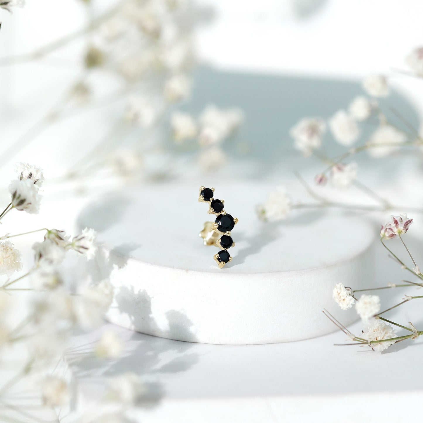 Graduated Style Black Onyx Crawler Earring