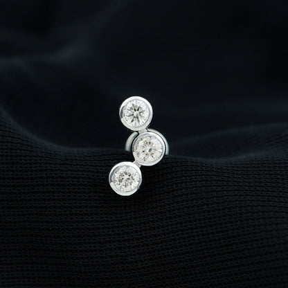 Bezel Set Moissanite Three Stone Crawler Earring