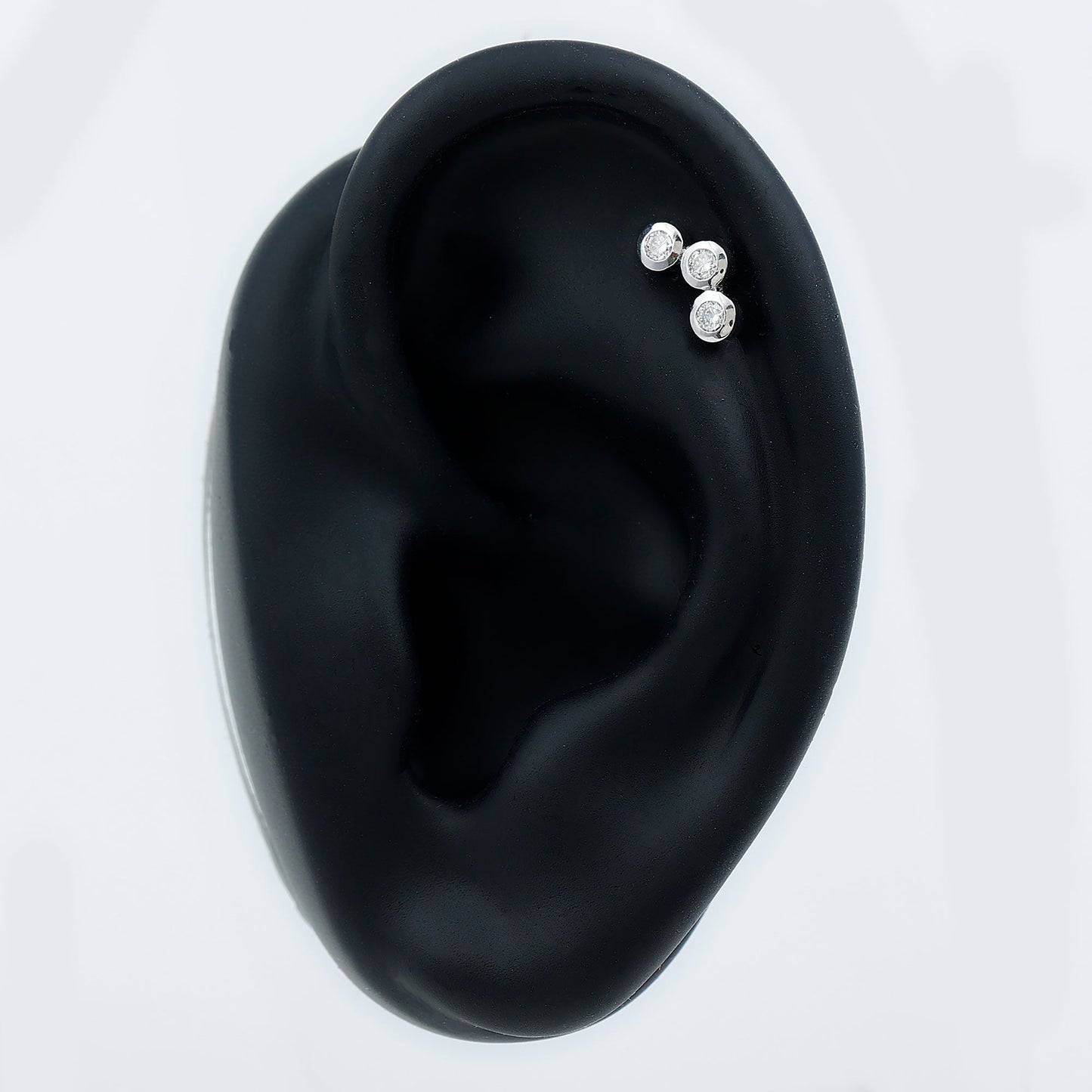 Bezel Set Moissanite Three Stone Crawler Earring