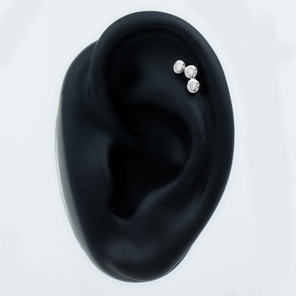 Bezel Set Moissanite Three Stone Crawler Earring