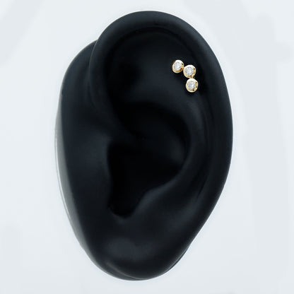 Bezel Set Moissanite Three Stone Crawler Earring