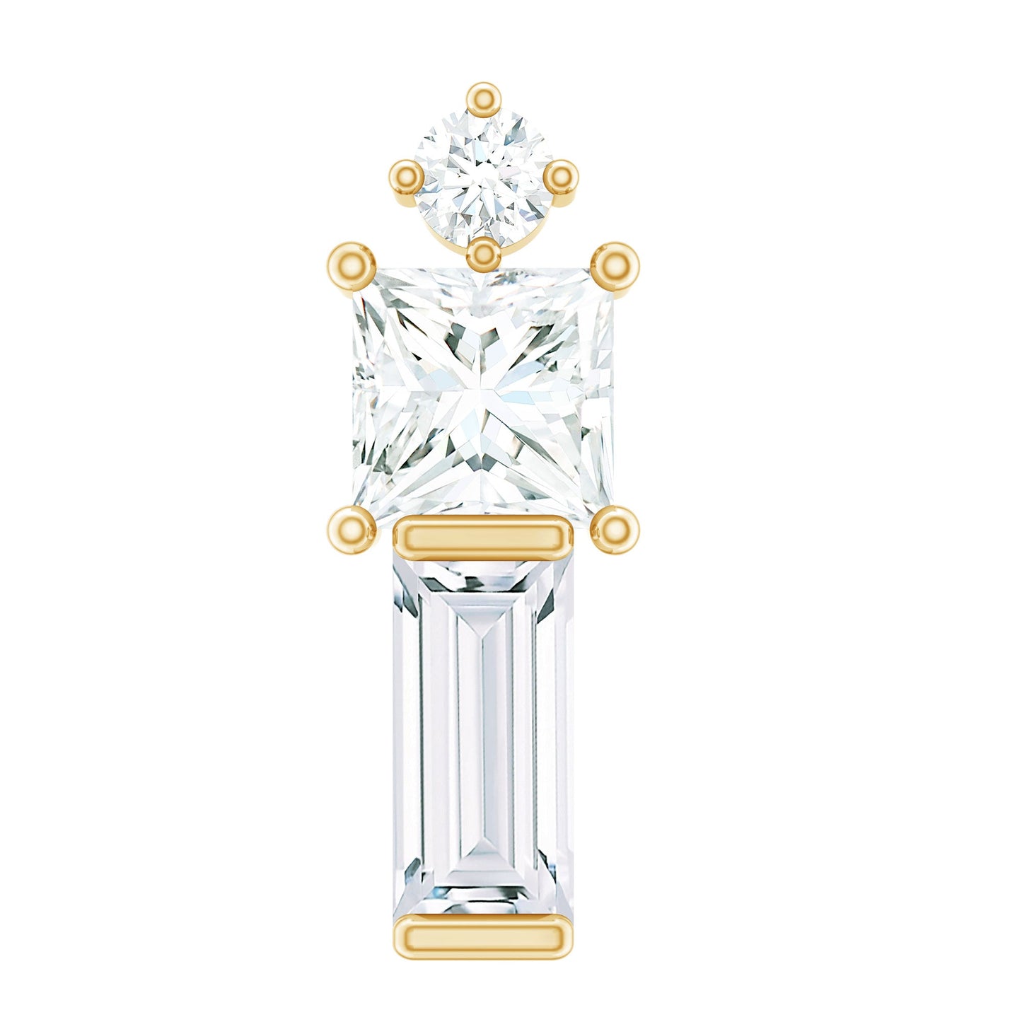 Genuine Diamond Three Stone Bar Tragus Earring