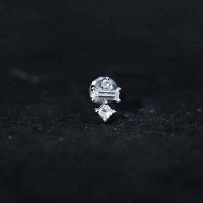 Unique Moissanite Tragus Earring with Flat Back