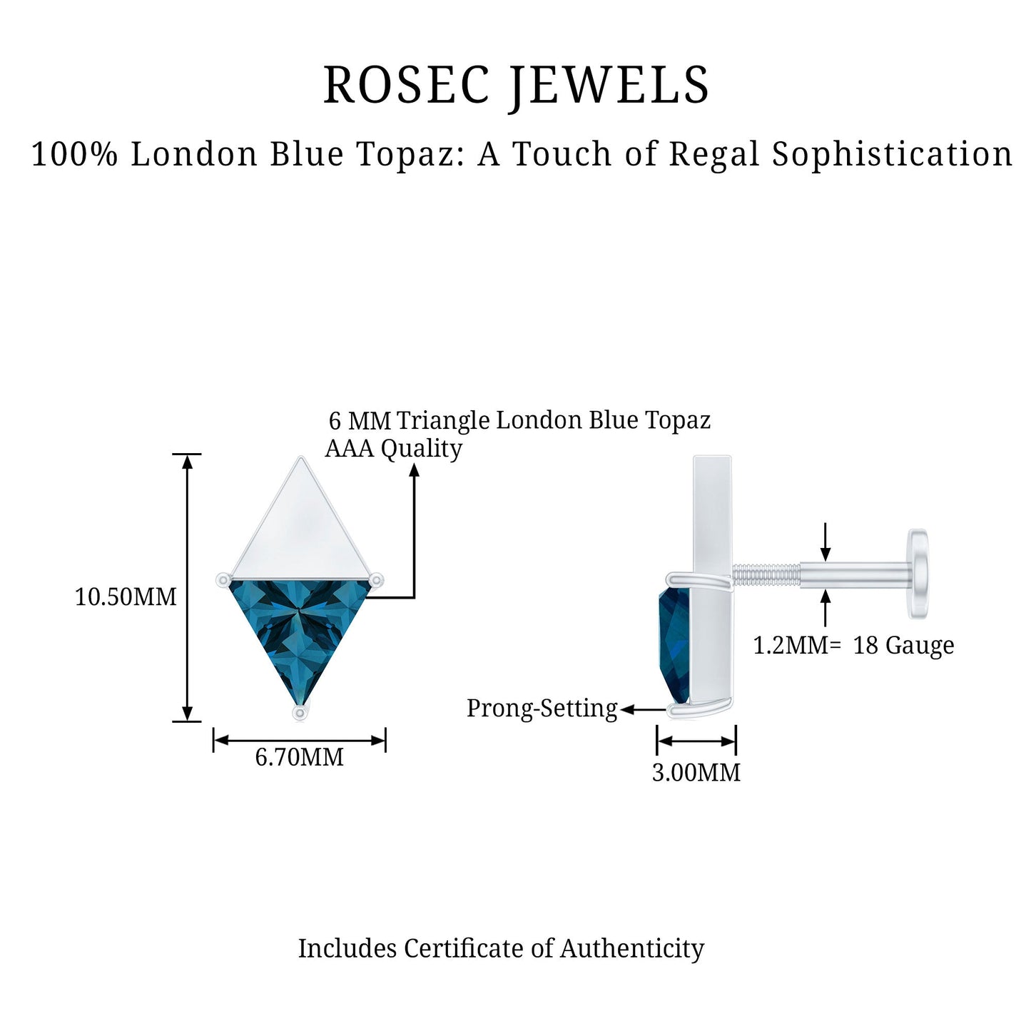 Triangle London Blue Topaz Geometric Earring