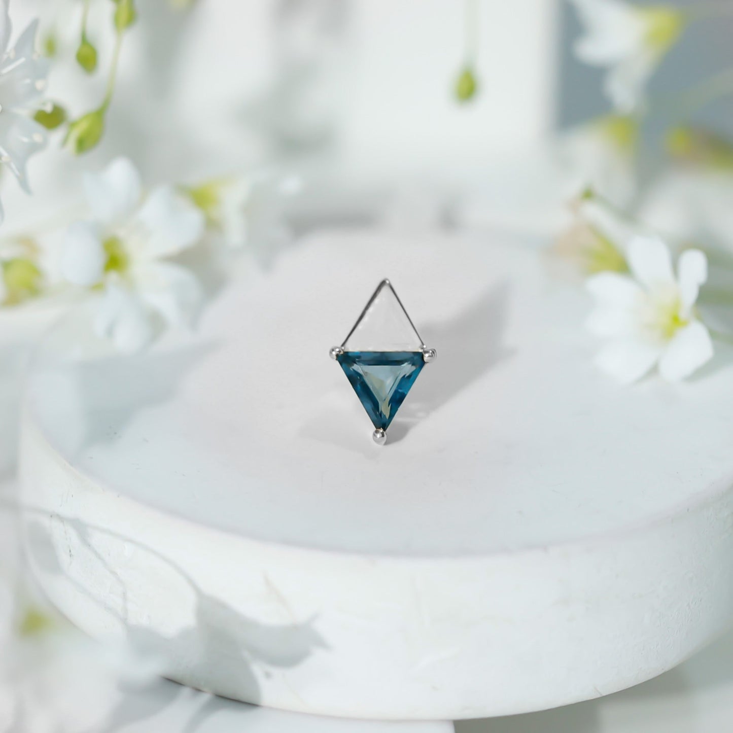 Triangle London Blue Topaz Geometric Earring