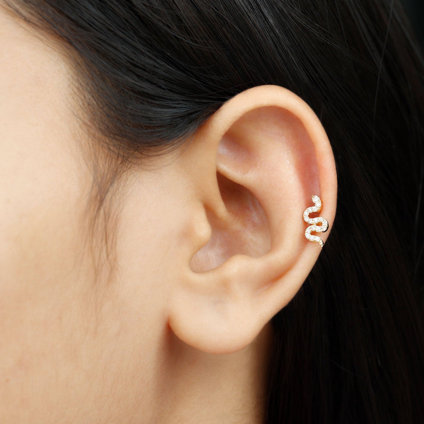 Unique Moissanite Snake Crawler Cartilage Earring