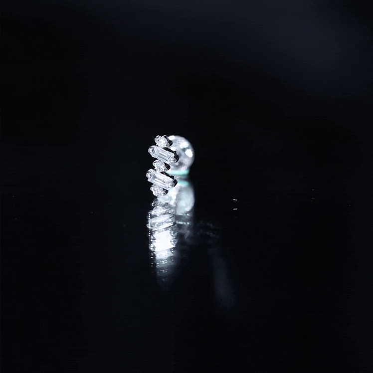 Genuine Baguette Diamond Tragus Earring With Certificate
