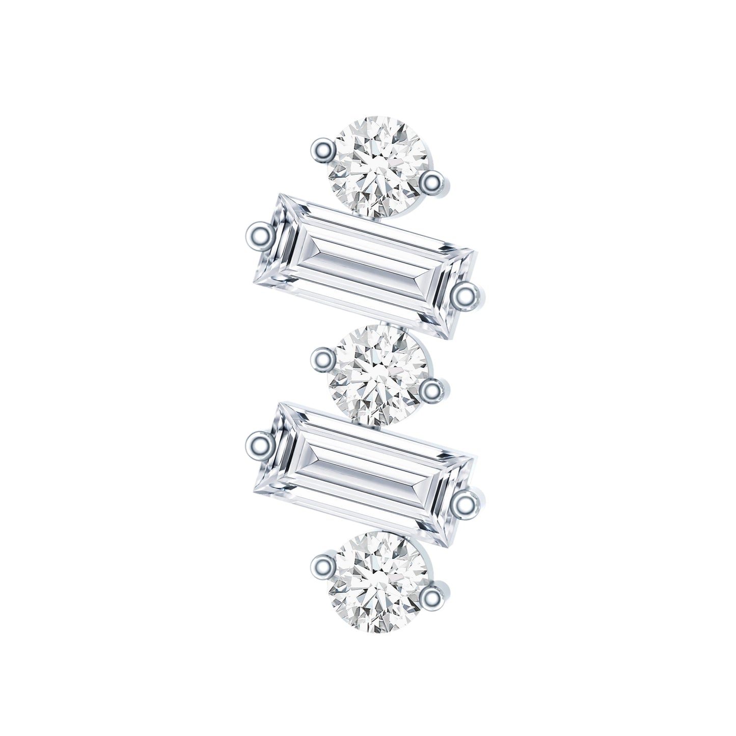 Genuine Baguette Diamond Tragus Earring With Certificate
