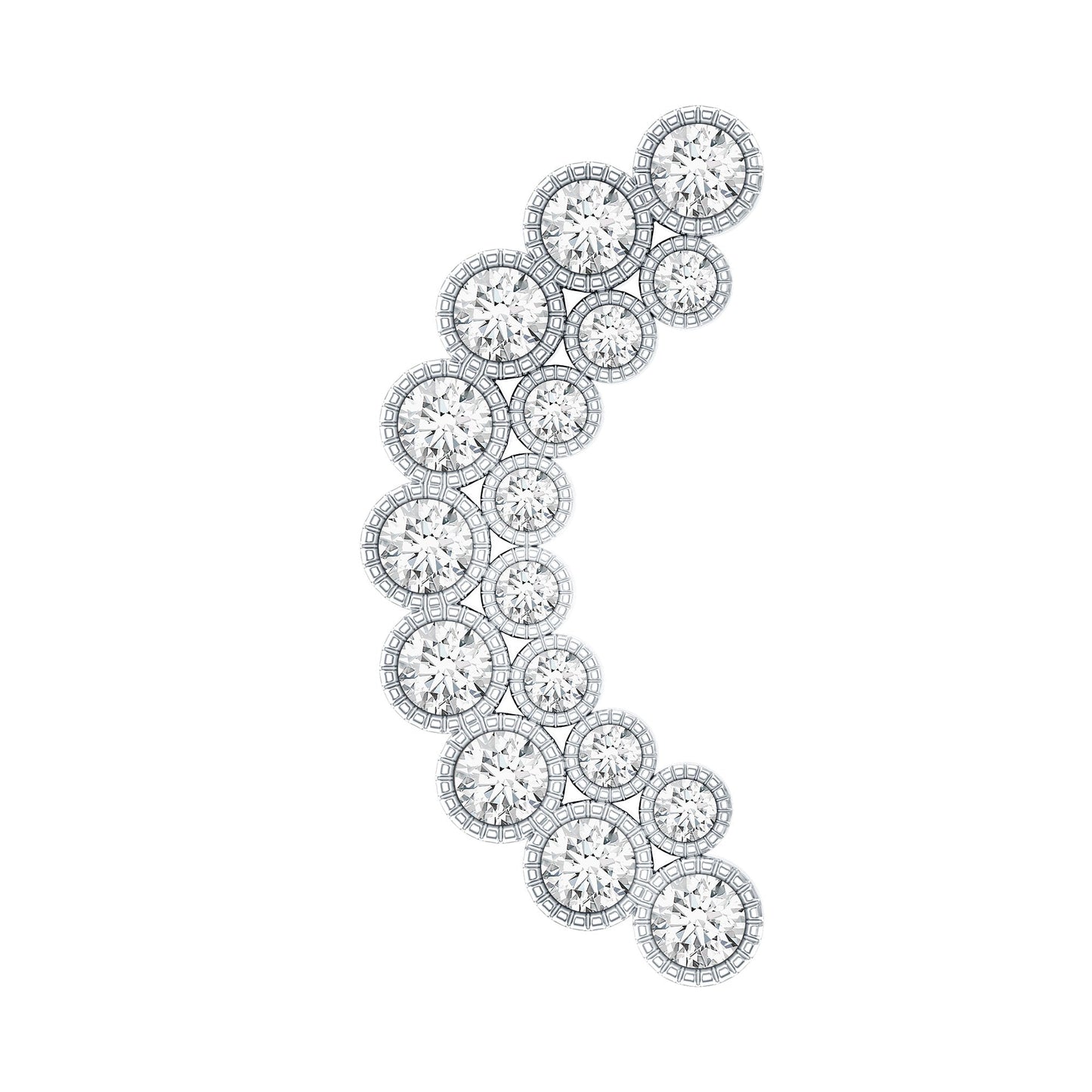 Moissanite Curved Helix Earring in Milgrain Bezel Setting