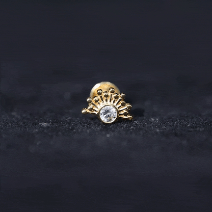 Bezel Set Diamond Sunburst Earring for Helix Piercing