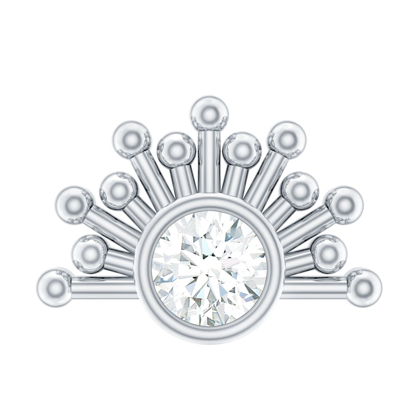 Bezel Set Diamond Sunburst Earring for Helix Piercing