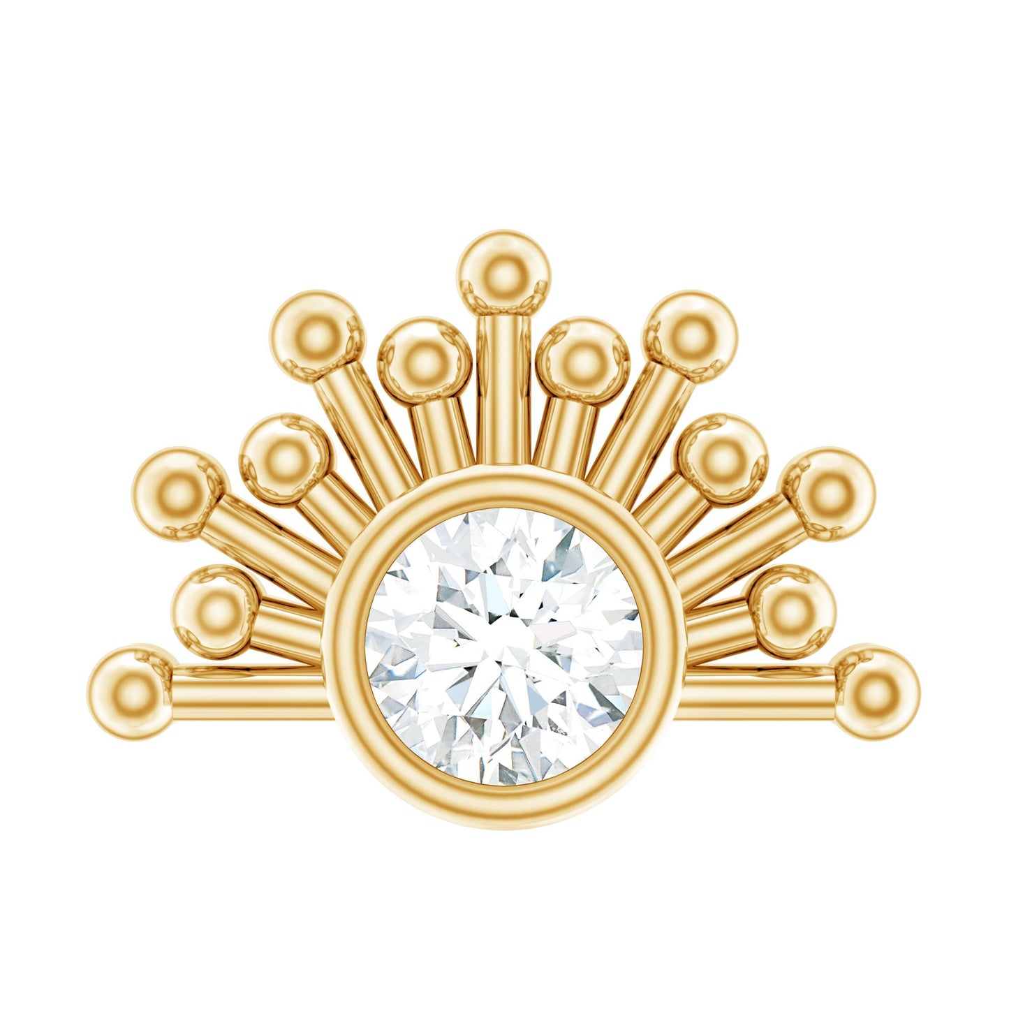 Bezel Set Diamond Sunburst Earring for Helix Piercing