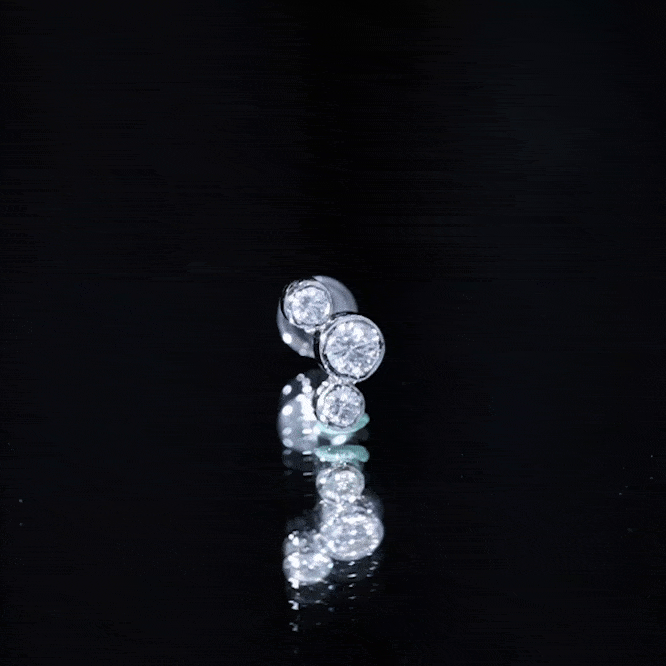 Certified Moissanite Three Stone Crawler Helix Earring