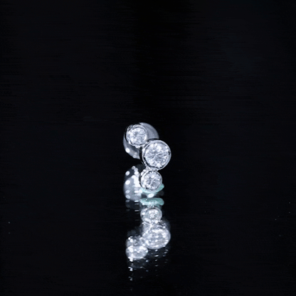 Certified Moissanite Three Stone Crawler Helix Earring