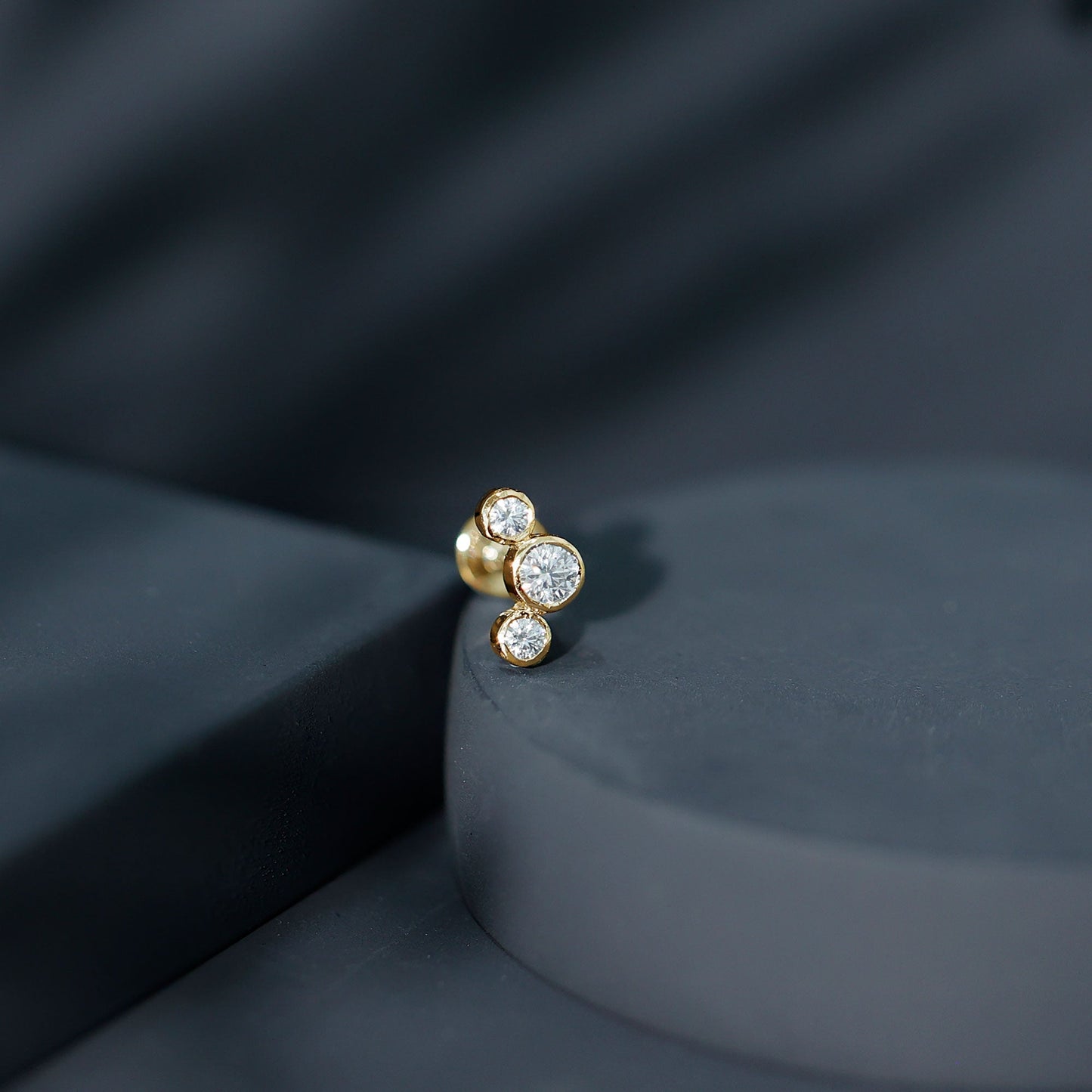 Certified Moissanite Three Stone Crawler Helix Earring