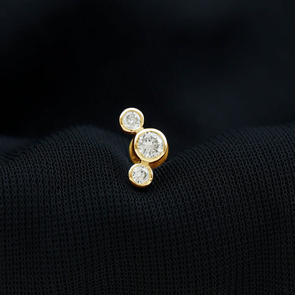 Certified Moissanite Three Stone Crawler Helix Earring
