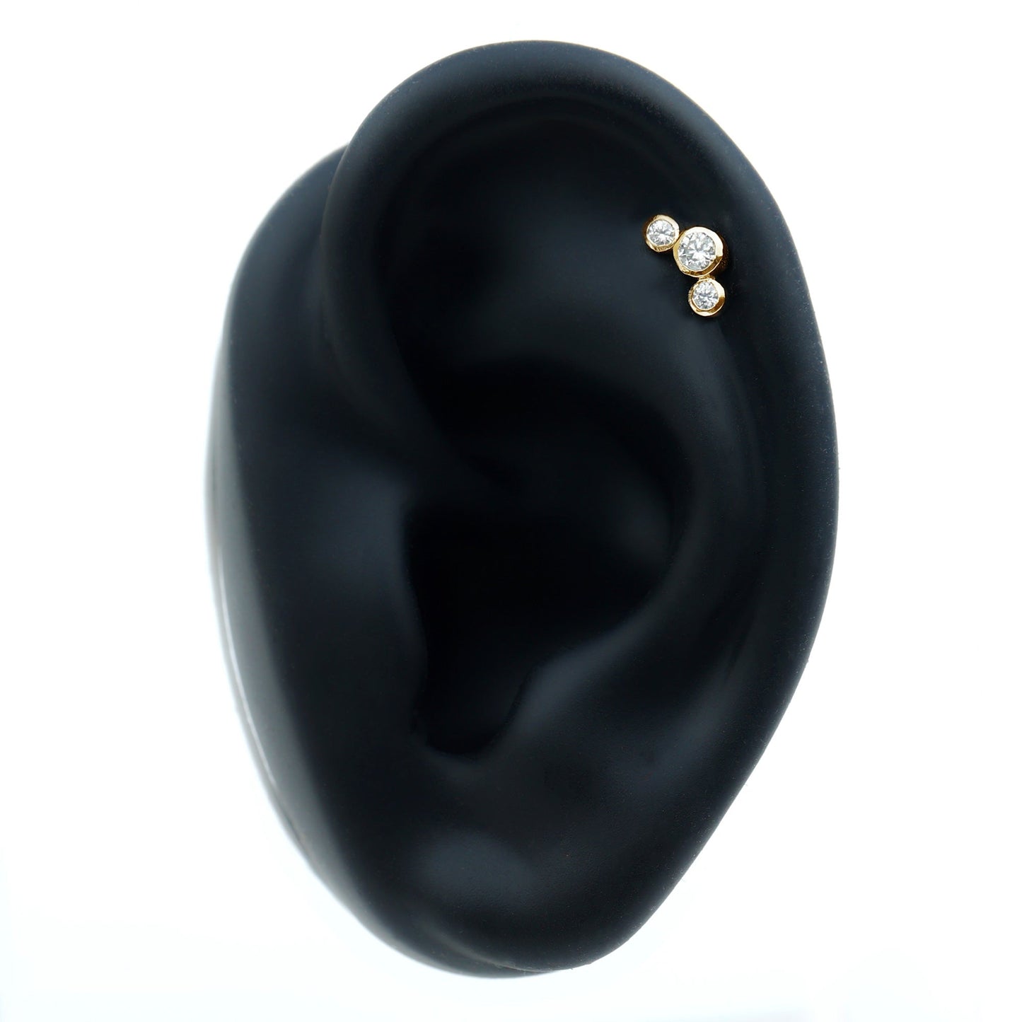 Certified Moissanite Three Stone Crawler Helix Earring