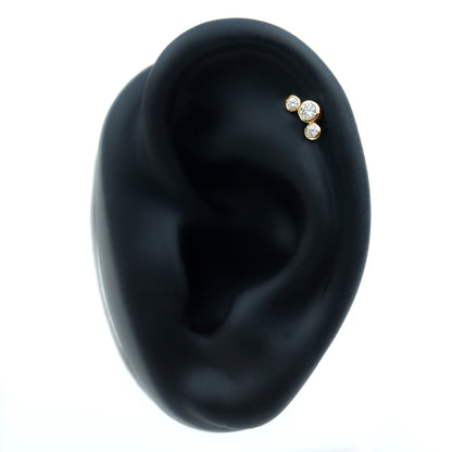 Certified Moissanite Three Stone Crawler Helix Earring