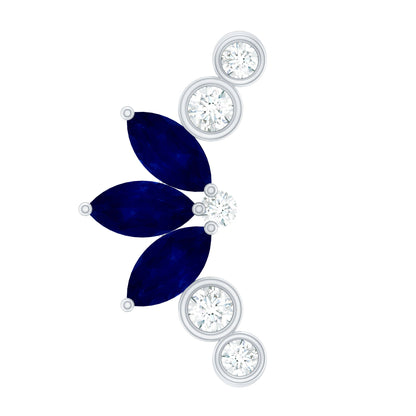 Natural Blue Sapphire Ear Crawler Earring
