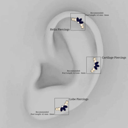 Natural Blue Sapphire Ear Crawler Earring