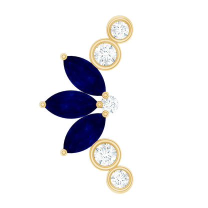 Natural Blue Sapphire Ear Crawler Earring