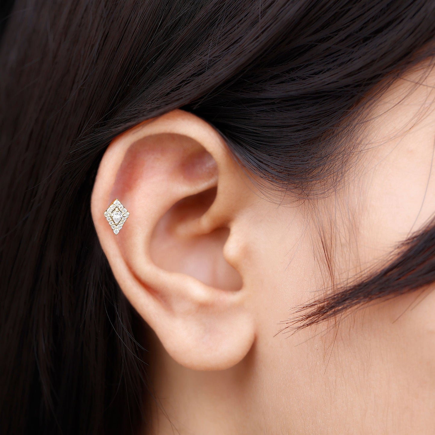 Unique Moissanite Kite Earring for Cartilage Piercing