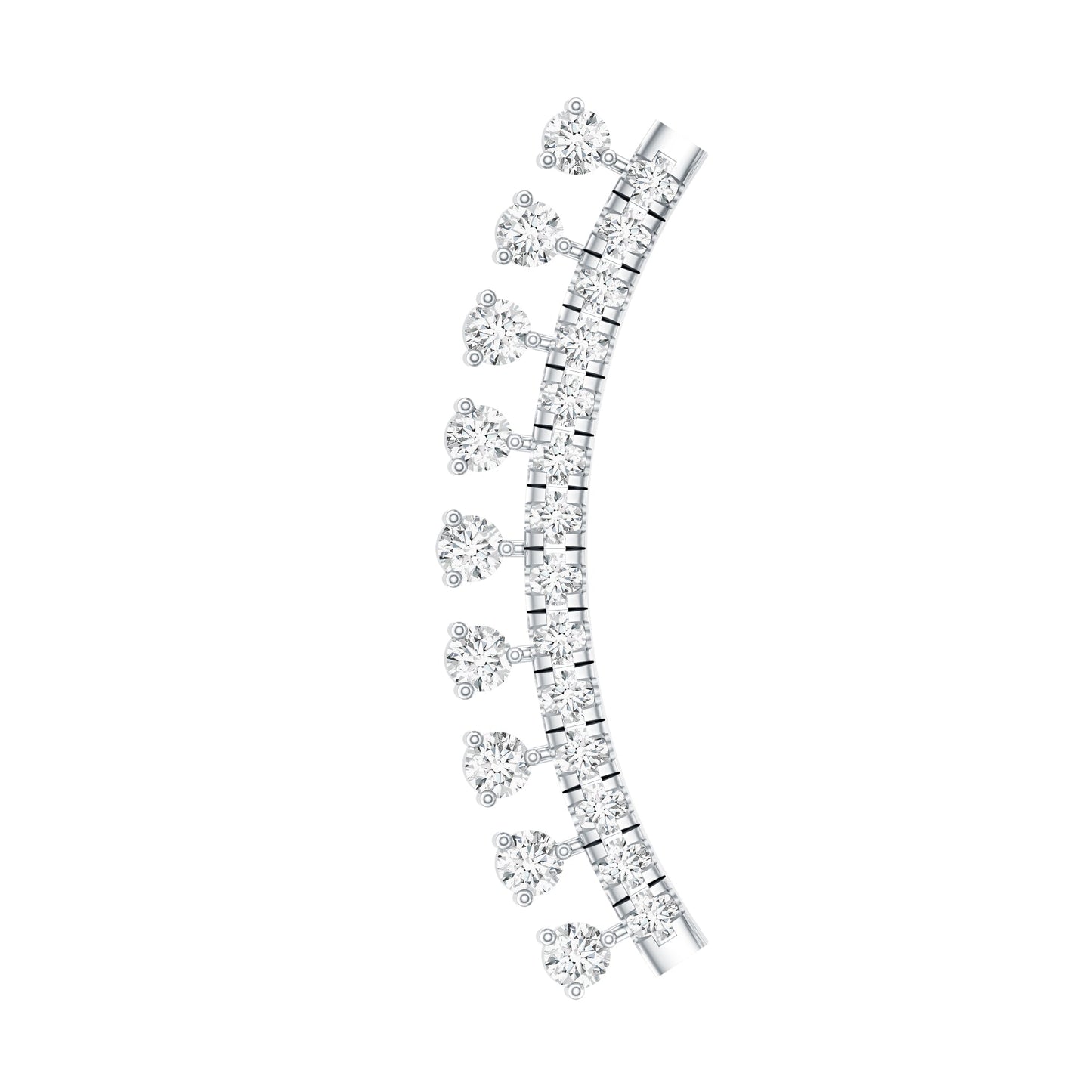 Certified Moissanite Curved Crawler Earring