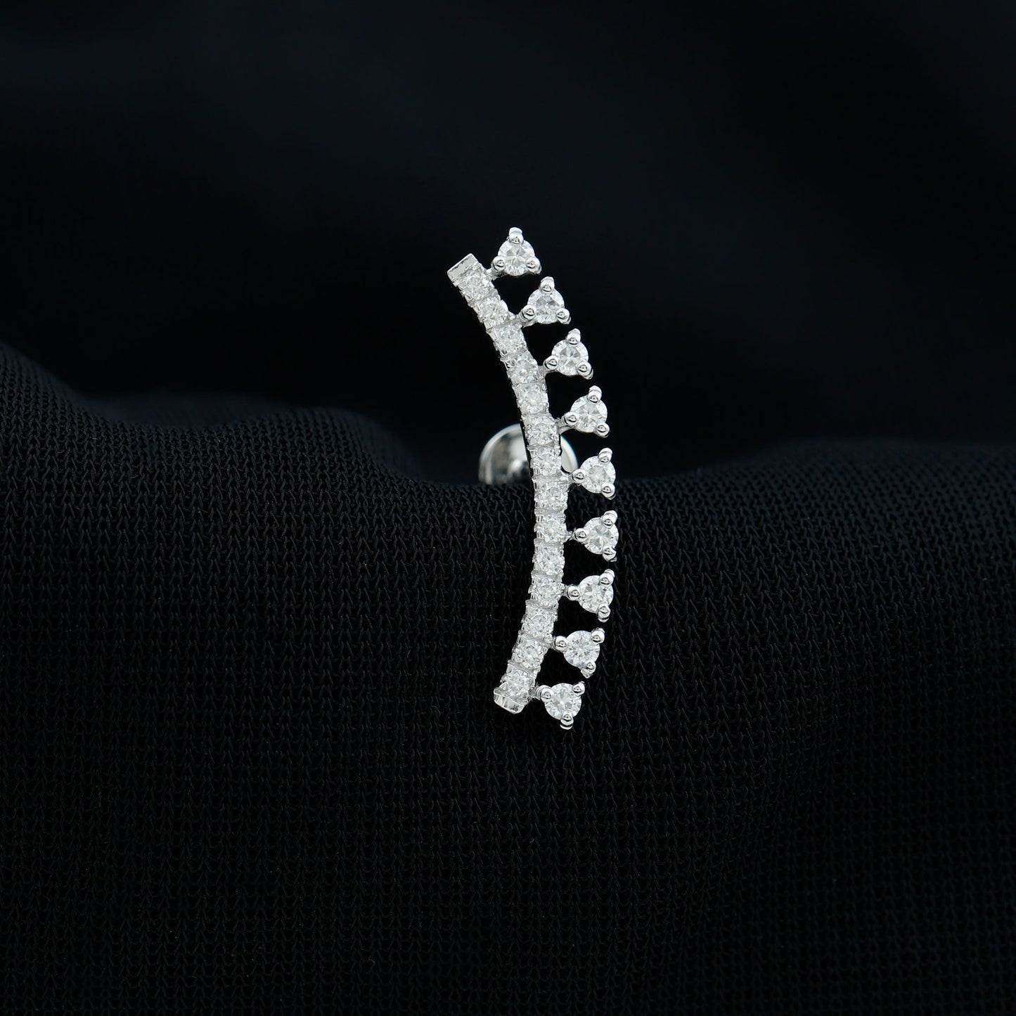 Certified Moissanite Curved Crawler Earring