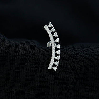 Certified Moissanite Curved Crawler Earring