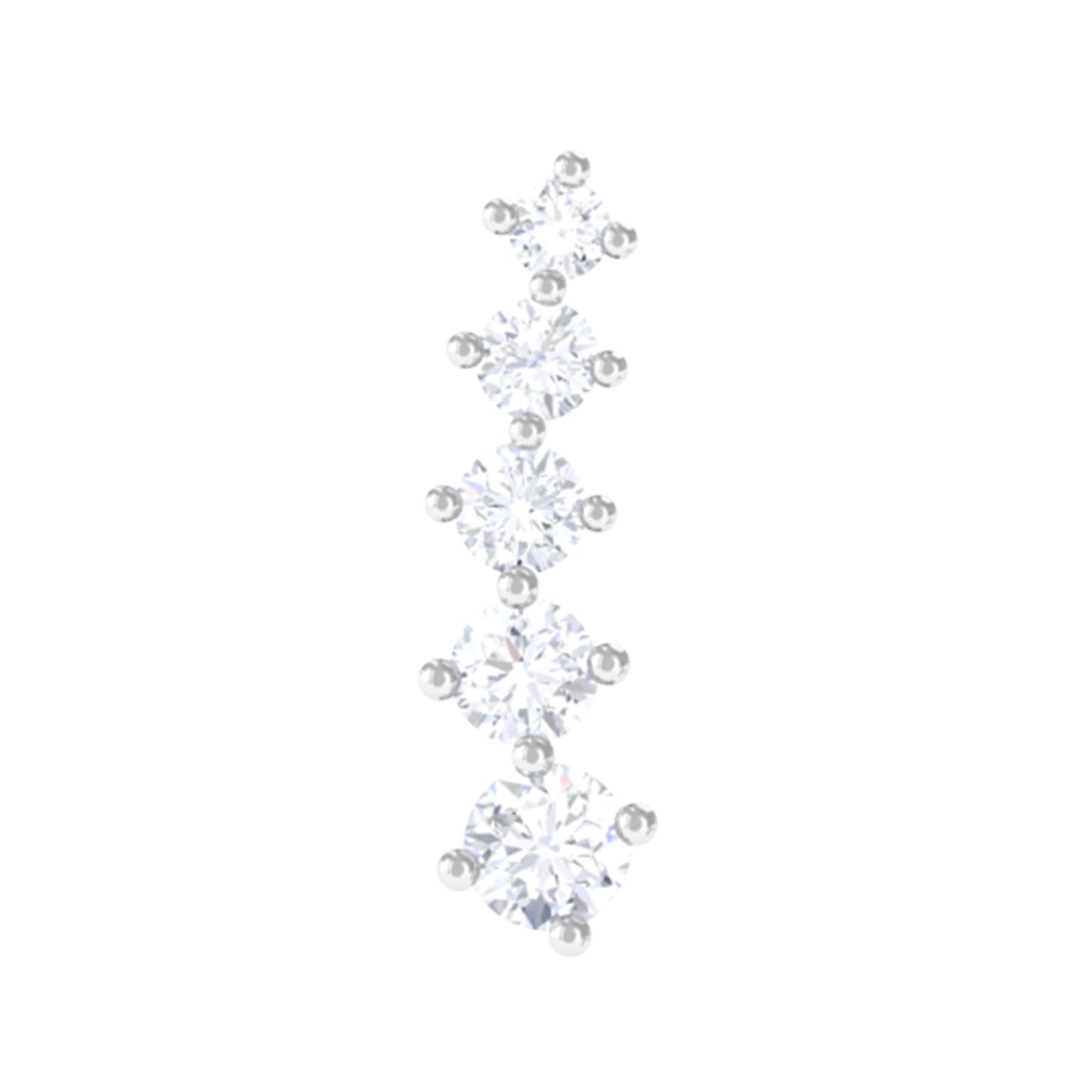 Minimal Moissanite Crawler Earring For Helix Piercing