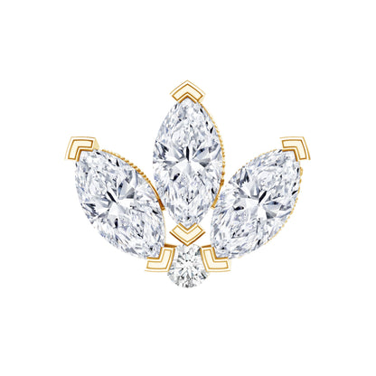 Marquise Diamond Lotus Flower Earring for Helix Piercing