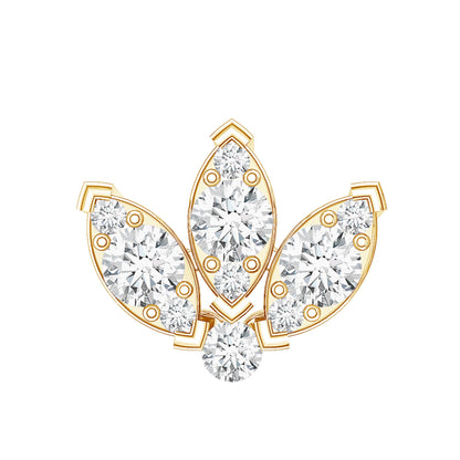 Certified Moissanite Lotus Earring for Cartilage Piercing